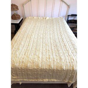 Vintage cable knit blanket handmade Full size